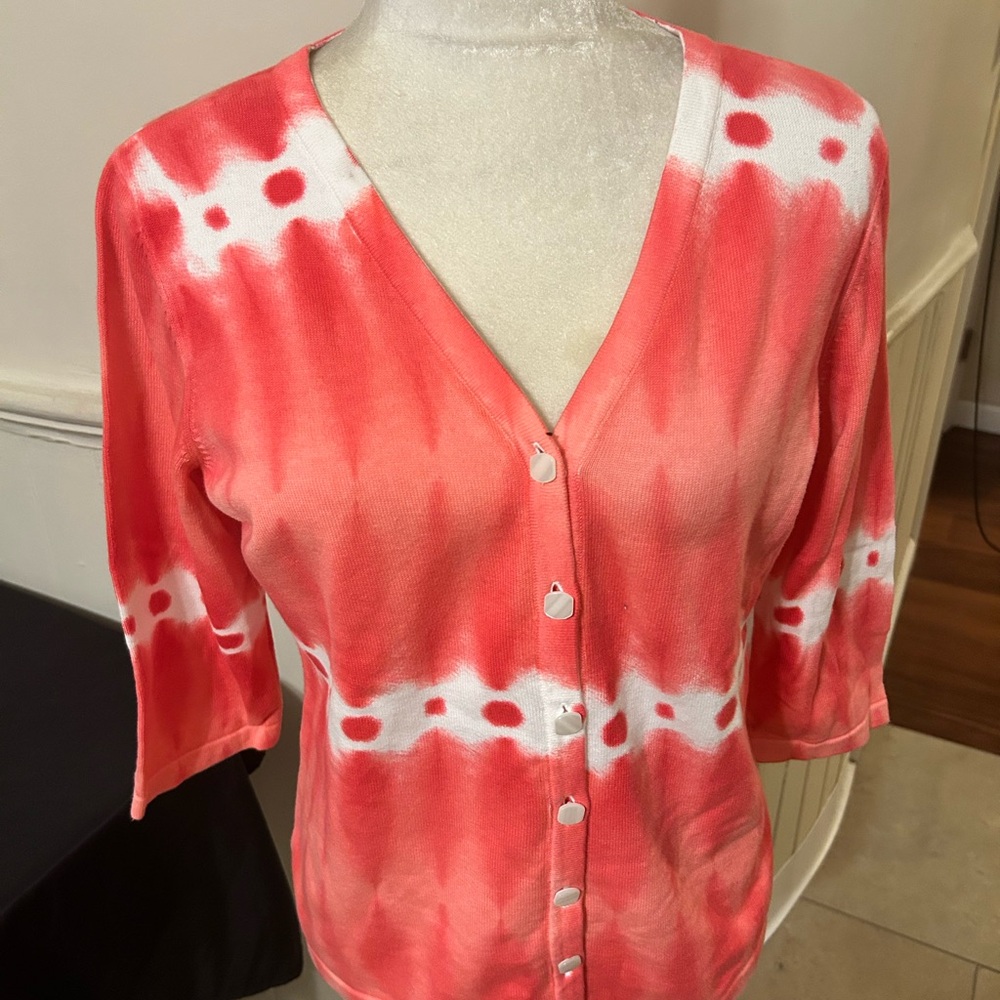 Christopher & Banks Tie-Dye 3/4 Sleeve Cardigan/Small/ EUC